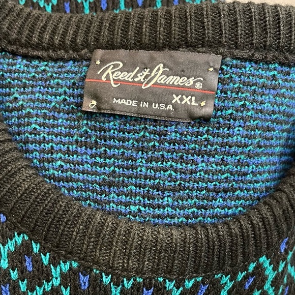 Vintage Reed St. James Wool Blend Geometric Crewneck Sweater Made in USA - Picture 4 of 8